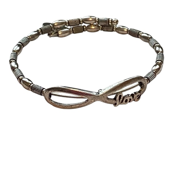 Alex and Ani Silver Infinite Love Adjustable Bangle Bracelet - Picture 1 of 4